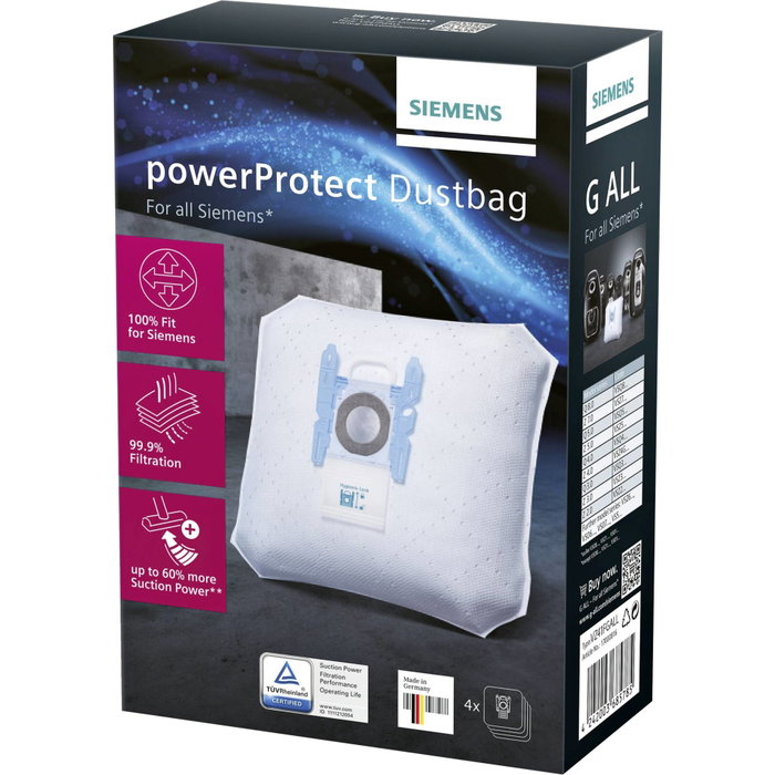Siemens VZ41FGALL Bolsa para el polvo para aspiradora cilíndrica Siemens VZ41FGALL Bolsa para el polvo para aspiradora cilíndrica