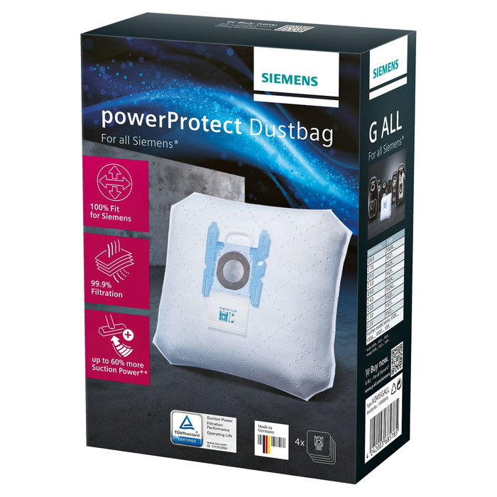 Siemens VZ41FGALL Bolsas para aspiradora, 4 unidades Siemens VZ41FGALL Bolsas para aspiradora, 4 unidades