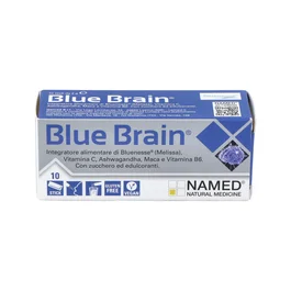NAMED Blue Brain 10Sticks - Soporte Sistema Nervioso y Rendimiento Cerebral, Vegano, con Bluenesse, Vitamina C, Ashwagandha y Maca