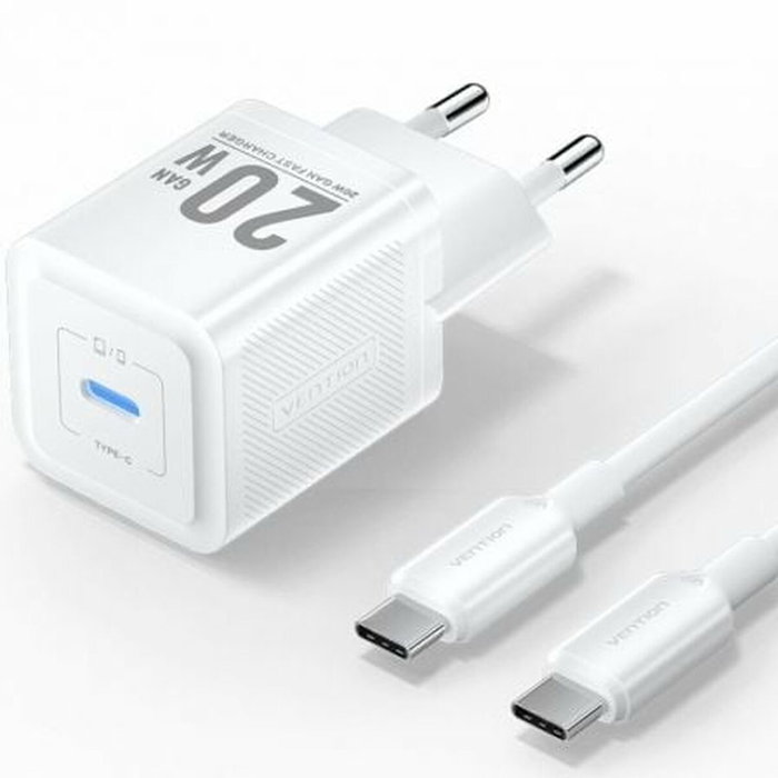 Vention Cargador de Pared GaN TZ-FEPW0-EU-01 con 1xUSB-C y Cable USB-C 20W Vention Cargador de Pared GaN TZ-FEPW0-EU-01 con 1xUSB-C y Cable USB-C 20W