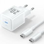 Vention Cargador de Pared GaN TZ-FEPW0-EU-01 con 1xUSB-C y Cable USB-C 20W