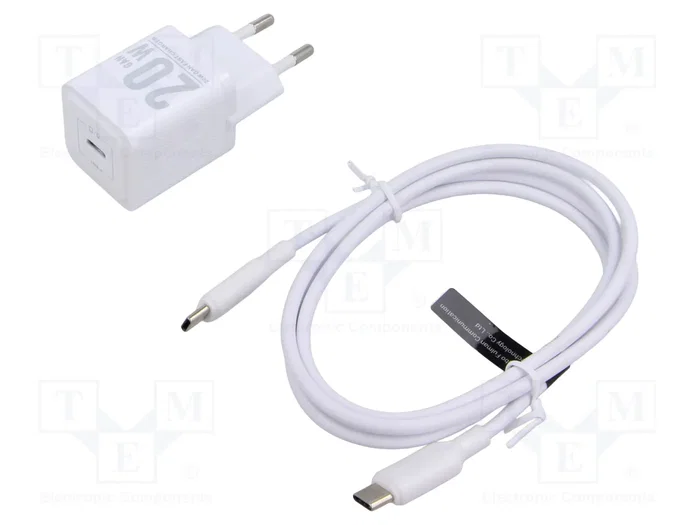 Vention Cargador de Pared GaN 20W con USB-C y Cable USB-C TZ-FEPW0-EU-01