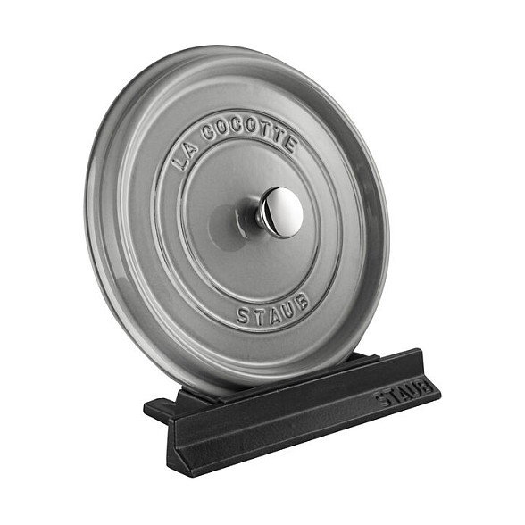 Staub 40511-364-0 Deckelhalter, Estante para Tapas de Cocina en Hierro Fundido (Gusseisen), Color Negro - 110 x179 x 230 mm