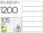 Q-connect KF10657 Etiqueta Adhesiva Blanca 105x48 mm para Láser Ink-jet Fotocopiadora Caja 100 Hojas DIN A4