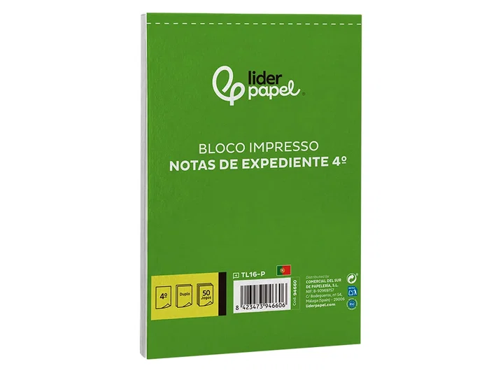 Liderpapel Talonario de notas de expediente tamaño cuarto con texto en portugués