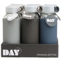 Day Botella 450 Ml Vidrio y Silicona Transparente con Funda Antideslizante Colores Surtidos