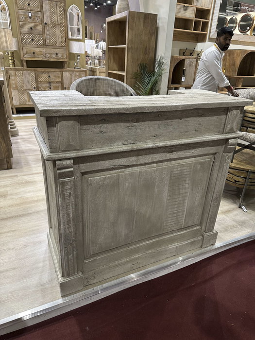 DKD Home Decor Mueble Bar Indio Gris 50 x 109 x 120 cm 2 Cajones 2 Estantes