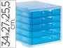 Archivo 2000 Fichero Cajones Sobremesa 5 Cajones Azul Mar Translucido 340x270x260 mm