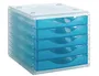 Archivo 2000 Fichero Cajones Sobremesa 5 Cajones Azul Mar Translucido 340x270x260 mm