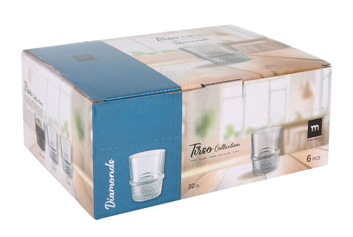 La Mediterranea Vaso 320 ml Tirso Diamonds Medidas ø8.5x9.45 cm (48 Unidades)