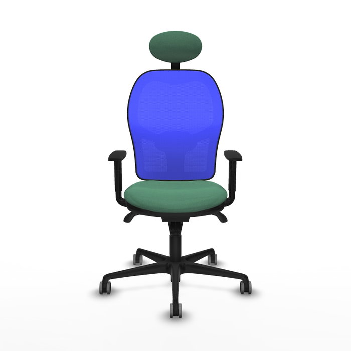 PIQUERAS Y CRESPO Silla de oficina Jorquera, Mecanismo Sincro, Verde esmeralda y Azul