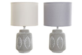 DKD Home Decor Lámpara de Sobremesa de Gres y Algodón, Surtido de 2 Unidades