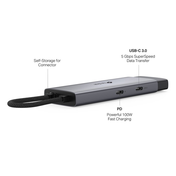 TP-Link Hub USB-C 5 en 1 UH5020C: HDMI 4K@60Hz, Power Delivery 100W, 2x USB-A 3.0, 1x USB-C, Compatible con Portátiles, Mac, Windows, iOS, Android