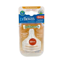 Dr. Brown's Tetina para biberón Options+ ancha, silicona redonda, etapa 1 (0 meses), pack de 2 unidades