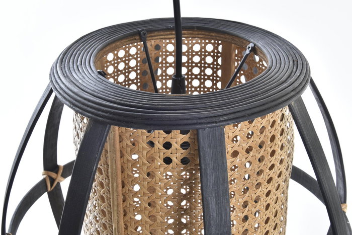 DKD Home Decor Lámpara de Techo de Bambú y Ratán Natural Negro y Marrón