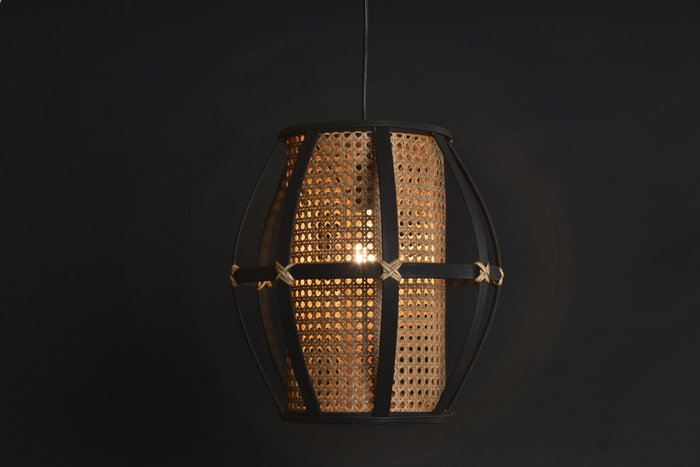 DKD Home Decor Lámpara de Techo de Bambú y Ratán Natural Negro y Marrón