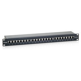 Equip Panel de parcheo 24 puertos Cat6 apantallado Negro 1U