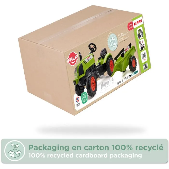 Falk Tractor de Pedales Claas Arion con Remolque para Niños de 2 a 5 Años