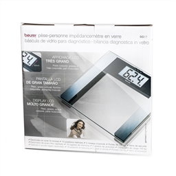 Beurer BG-17 Báscula Digital Diagnóstica de Vidrio con Medición de Peso, Grasa, Agua y Músculo