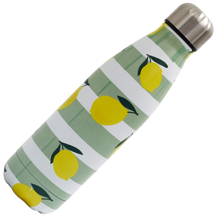 Home Deco Factory Termo Botella 500 Ml Take Away Acero Inoxidable Doble Pared Diseño Limones Mantiene Frío 18h Caliente 6h
