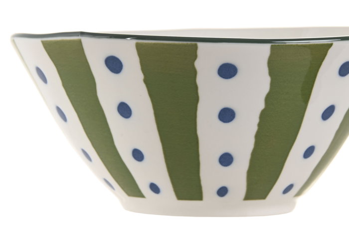 DKD Home Decor Bol de Porcelana Palmeras Verde y Azul, Pack de 6
