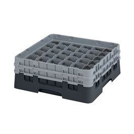 CAMBRO - 36S434-110 - Cesta de lavado 36 comp. 2 alturas - 7,2 cm Ø máx. - alt. máx. 13,5 cm - 50 x 50 x 18,4 cm - Negro