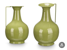 Giftdecor Jarron Bola 38 cm Verde Metal (Hierro) 24x14.8x38 cm (Set de 4)