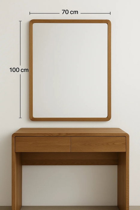 DKD Home Decor Espejo de Paulownia Natural 70x3x100 cm con Canto Redondeado
