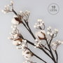 GSC Evolution Rama decorativa LED de flores de algodón y bayas blancas 0,55M Luz cálida