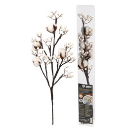 GSC Evolution Rama decorativa LED de flores de algodón y bayas blancas 0,55M Luz cálida