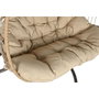 DKD Home Decor Sillón Colgante Terraza y Jardín Ratán Sintético/Aluminio Marrón Claro/Oscuro con Cojines Plegable Doble 61 x 117 x 130 cm