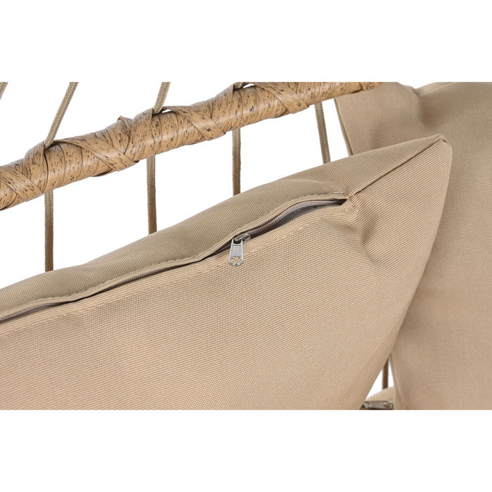 DKD Home Decor Sillón Colgante Terraza y Jardín Ratán Sintético/Aluminio Marrón Claro/Oscuro con Cojines Plegable Doble 61 x 117 x 130 cm DKD Home Decor Sillón Colgante Terraza y Jardín Ratán Sintético/Aluminio Marrón Claro/Oscuro con Cojines Plegable Doble 61 x 117 x 130 cm