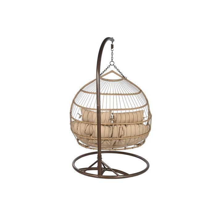 DKD Home Decor Sillón Colgante Terraza y Jardín Ratán Sintético/Aluminio Marrón Claro/Oscuro con Cojines Plegable Doble 61 x 117 x 130 cm DKD Home Decor Sillón Colgante Terraza y Jardín Ratán Sintético/Aluminio Marrón Claro/Oscuro con Cojines Plegable Doble 61 x 117 x 130 cm