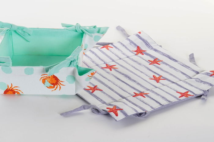 DKD Home Decor Cesta Mediterraneo Verde Azul Algodon 34 x 34 x 34 cm (2 Unidades)