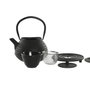 DKD Home Decor Set de Tetera de Hierro Colado de 800ml con Vasos y Salvamantel