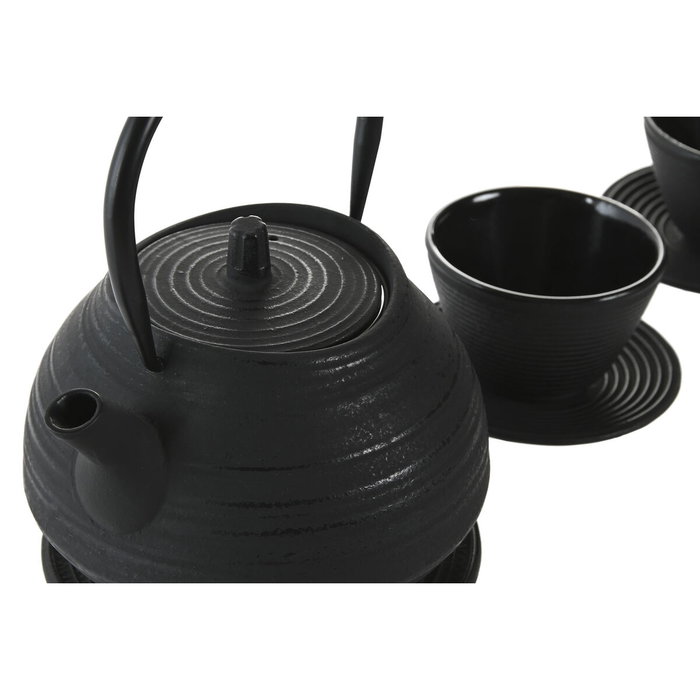 DKD Home Decor Set de Tetera de Hierro Colado de 800ml con Vasos y Salvamantel DKD Home Decor Set de Tetera de Hierro Colado de 800ml con Vasos y Salvamantel