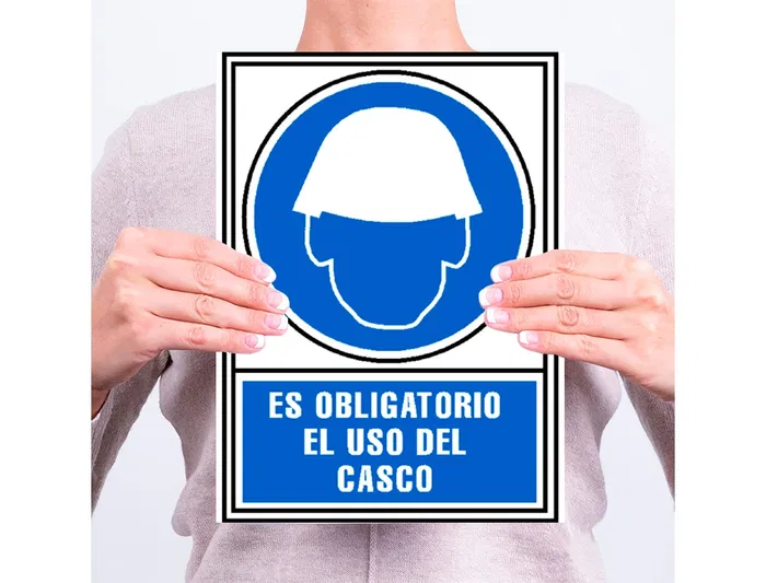 Archivo 2000 Pictograma Obligatorio Uso de Casco PVC Azul Luminiscente 210x297 mm