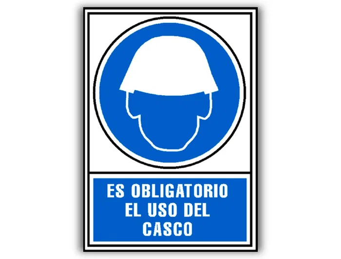 Archivo 2000 Pictograma Obligatorio Uso de Casco PVC Azul Luminiscente 210x297 mm