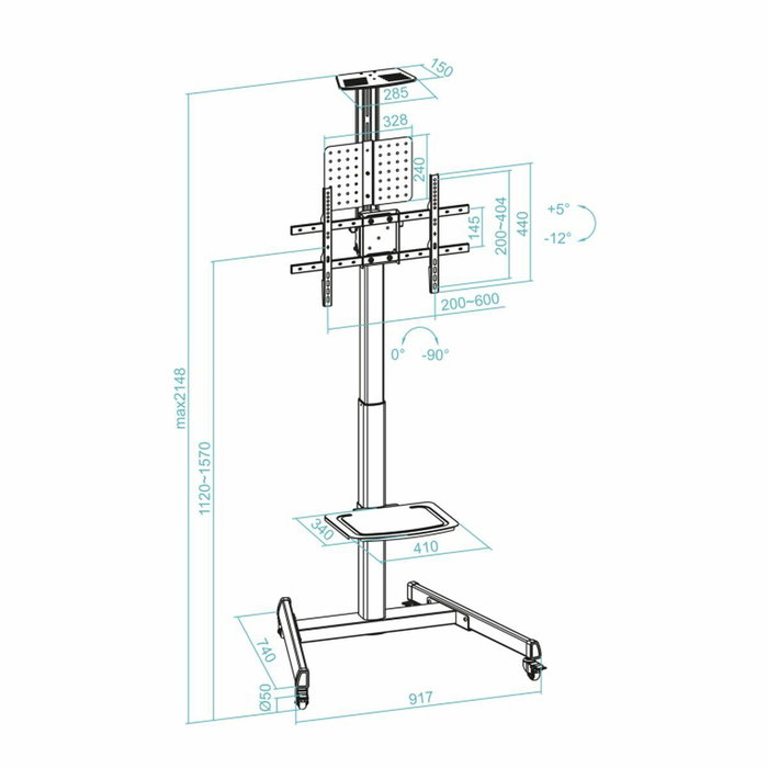 Tooq Soporte de Suelo COMETA FS1184M-B con Ruedas y Rotación 90° para Pantallas 37-70 pulgadas Tooq Soporte de Suelo COMETA FS1184M-B con Ruedas y Rotación 90° para Pantallas 37-70 pulgadas