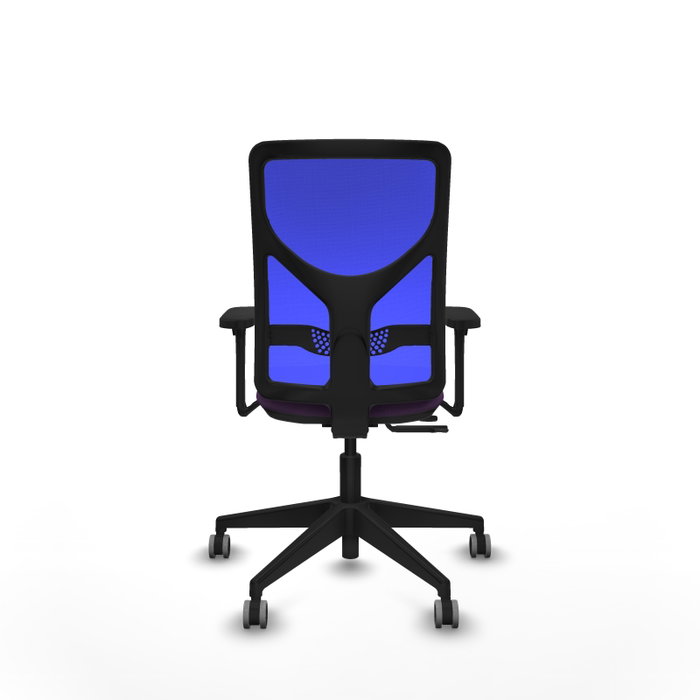 PIQUERAS Y CRESPO Silla de oficina Motilla con mecanismo Sincro/Traslack, tela morada y malla azul