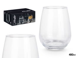 Vivalto Vaso Base Ancha 480 ml 8.5x11.5x8.5 cm Transparente Vidrio Apto Lavavajillas (Set de 24)