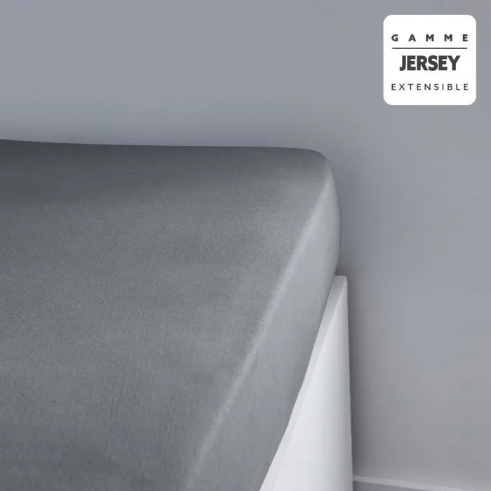 Today TODAYESSENTIALTODAY Juego de sábanas bajeras, 90 x 190+25 cm, 1 persona, 100% jersey de algodón, Acero, TOD3574641208097