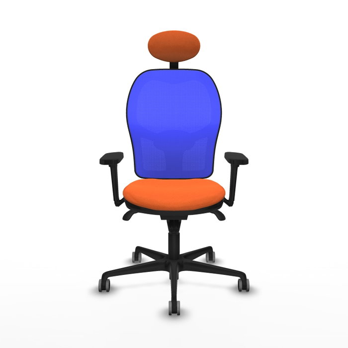 PIQUERAS Y CRESPO Silla de oficina Jorquera con mecanismo Sincro, brazos 3D, Azul y Naranja