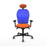 PIQUERAS Y CRESPO Silla de oficina Jorquera con mecanismo Sincro, brazos 3D, Azul y Naranja