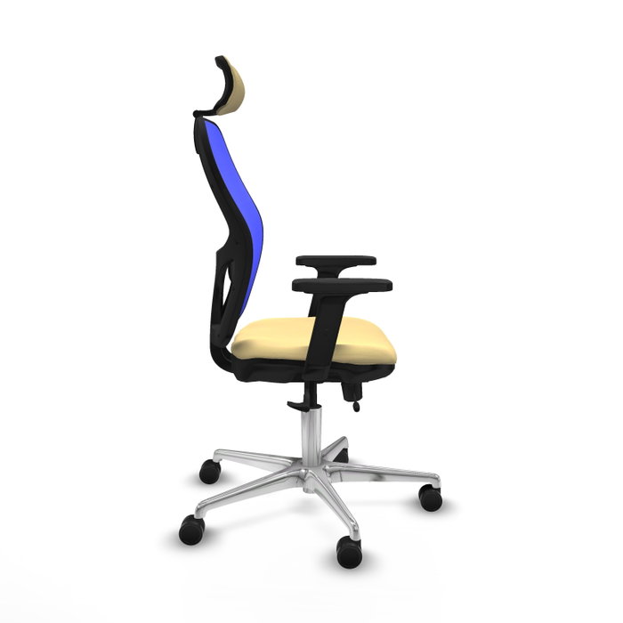PIQUERAS Y CRESPO Silla de oficina Jorquera con mecanismo Sincro/Traslack, Crema y Azul