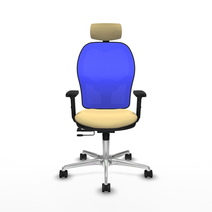 PIQUERAS Y CRESPO Silla de oficina Jorquera con mecanismo Sincro/Traslack, Crema y Azul