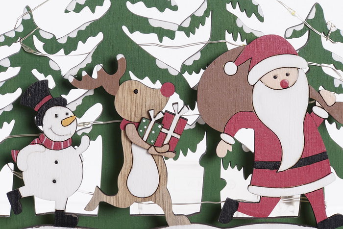 DKD Home Decor Decoracion Navidad 6 Unidades Verde Rojo Madera LED 5 x 16 x 20 cm