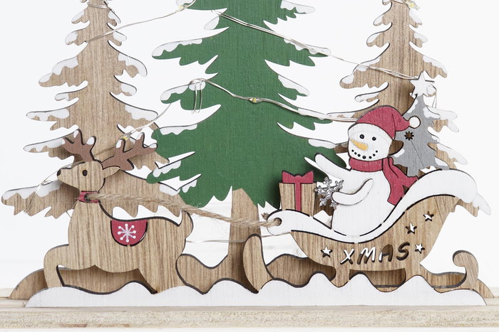 DKD Home Decor Decoracion Navidad 6 Unidades Verde Rojo Madera LED 5 x 16 x 20 cm