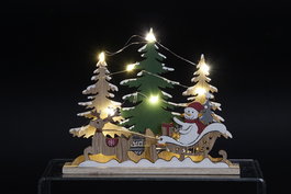 DKD Home Decor Decoracion Navidad 6 Unidades Verde Rojo Madera LED 5 x 16 x 20 cm