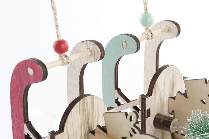 DKD Home Decor Decoracion Navidad Tradicional Turquesa Rojo Trineo Madera 6 x 15 x 15 cm (12 Unidades)